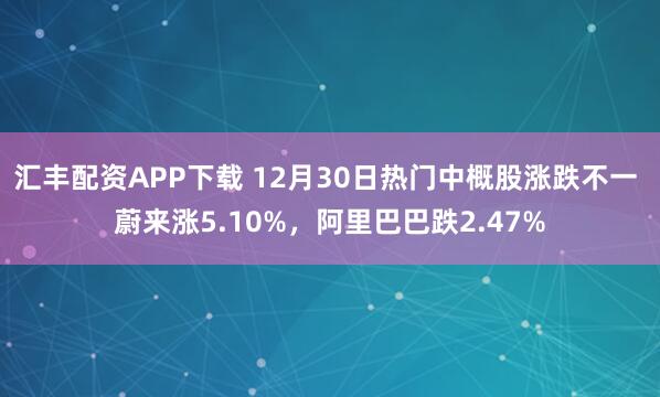 汇丰配资APP下载 12月30日热门中概股涨跌不一 蔚来涨5.10%，阿里巴巴跌2.47%